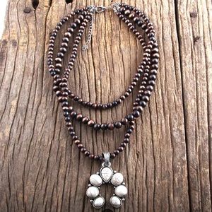 NEW Howlite Squash Blossom beaded necklace